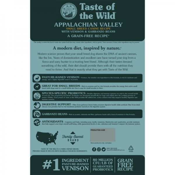 Taste Of The Wild Appalachian Valley Small Breed (Venado y garbanzos) - Imagen 2