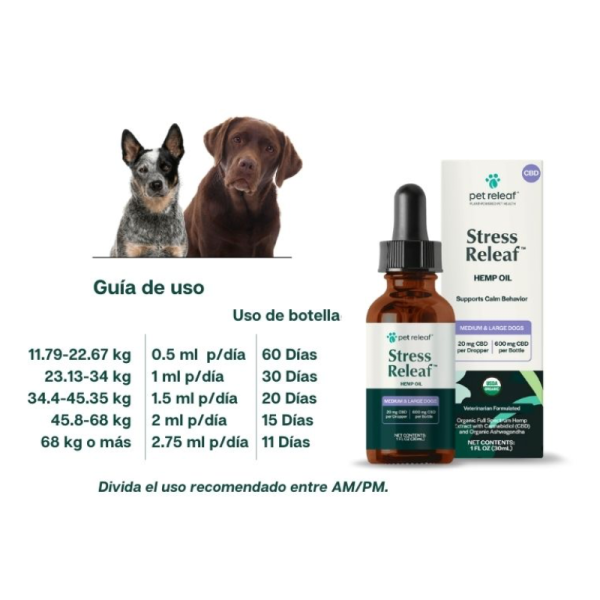 Pet Releaf – Stress Releaf Hemp Oil Organic CBD 600 - Imagen 3