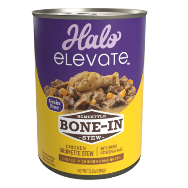 Halo Elevate Dog Homestyle Bone-In Grain Free Chicken Stew w/ Sweet Potatoes & Kale 12.7 oz