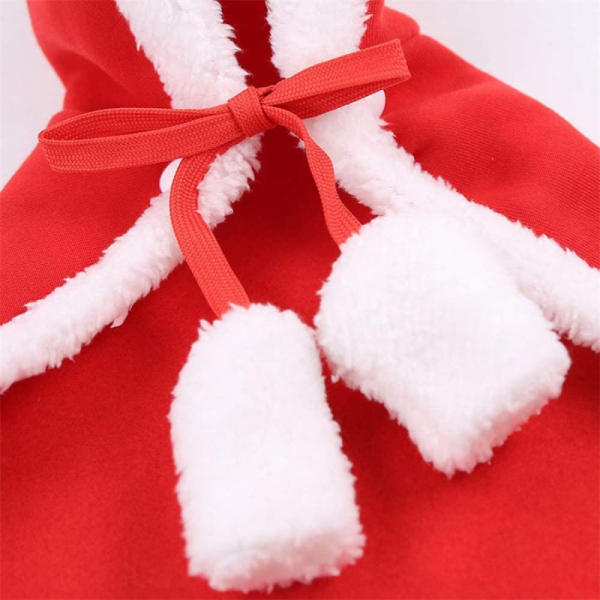 Capa con Capucha para Mascotas Navidad, Rojo/Blanco - Imagen 4