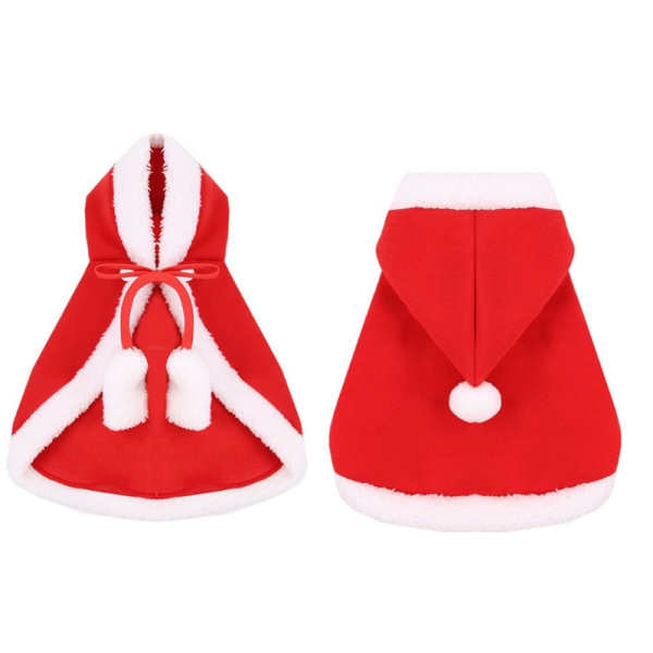 Capa con Capucha para Mascotas Navidad, Rojo/Blanco - Imagen 2