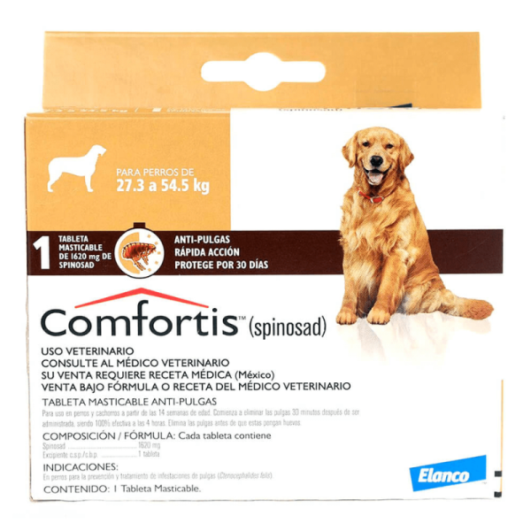 Comfortis Pastilla Anti-Pulgas para Perro 1620 mg ( 27,2 kg a 54,5 kg)