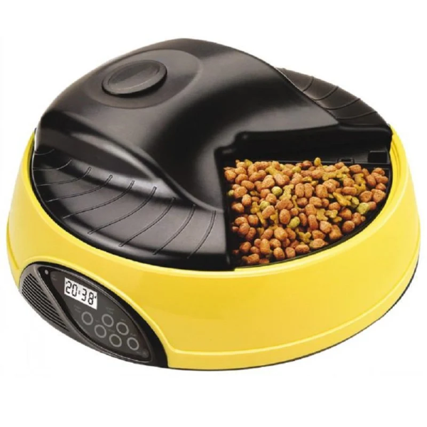 Dispensador de alimento automático para mascotas con 4 bandejas y pantalla LCD