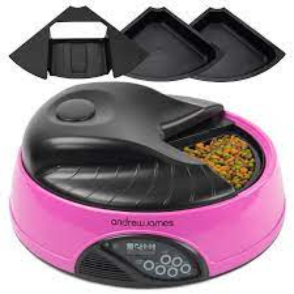 Dispensador de alimento automático para mascotas con 4 bandejas y pantalla LCD - Imagen 4