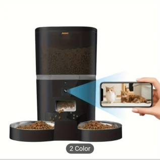 Dispensador de alimento doble con cámara